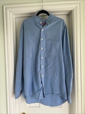 Mens IZOD Sky Blue Striped Button-Down Dress Shirt